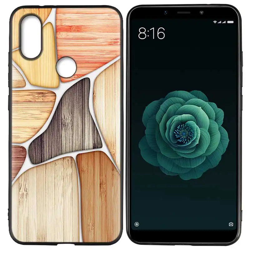 Silicone Soft Case Cover for Xiaomi A2 Lite A1 Redmi S2 Note 5 Plus 6 6A 4 4X Pro Poco F1 Po Floor Wooden Timber Wood and Flower