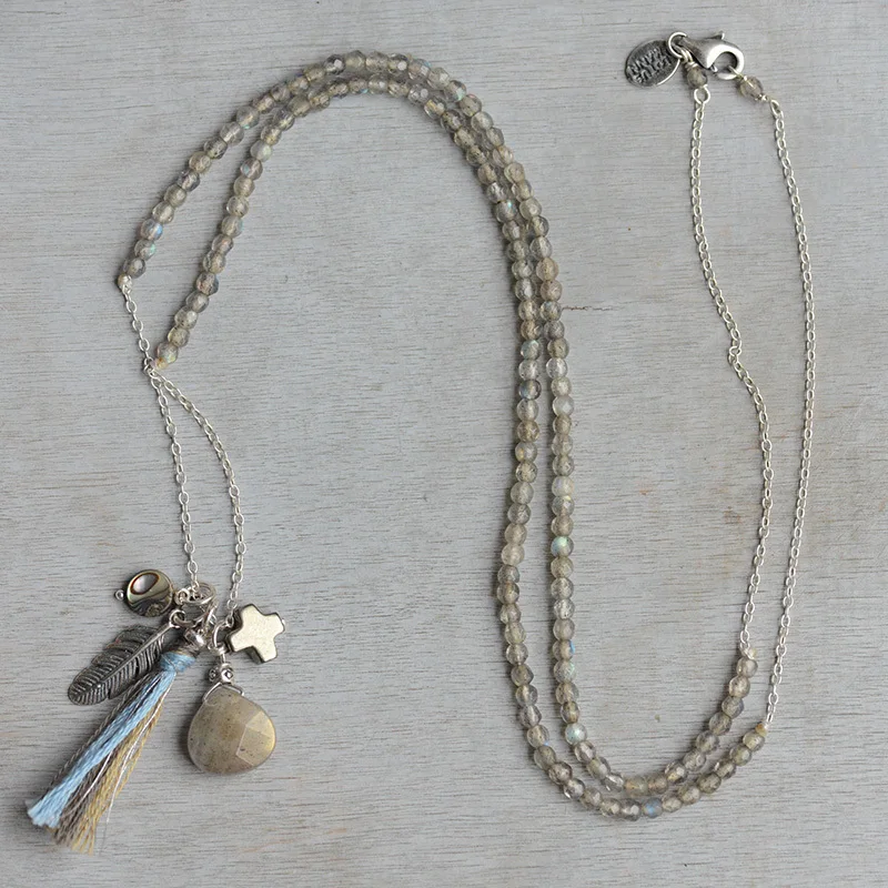

Lotus Mann A level labradorite fine sterling silver pendant necklace