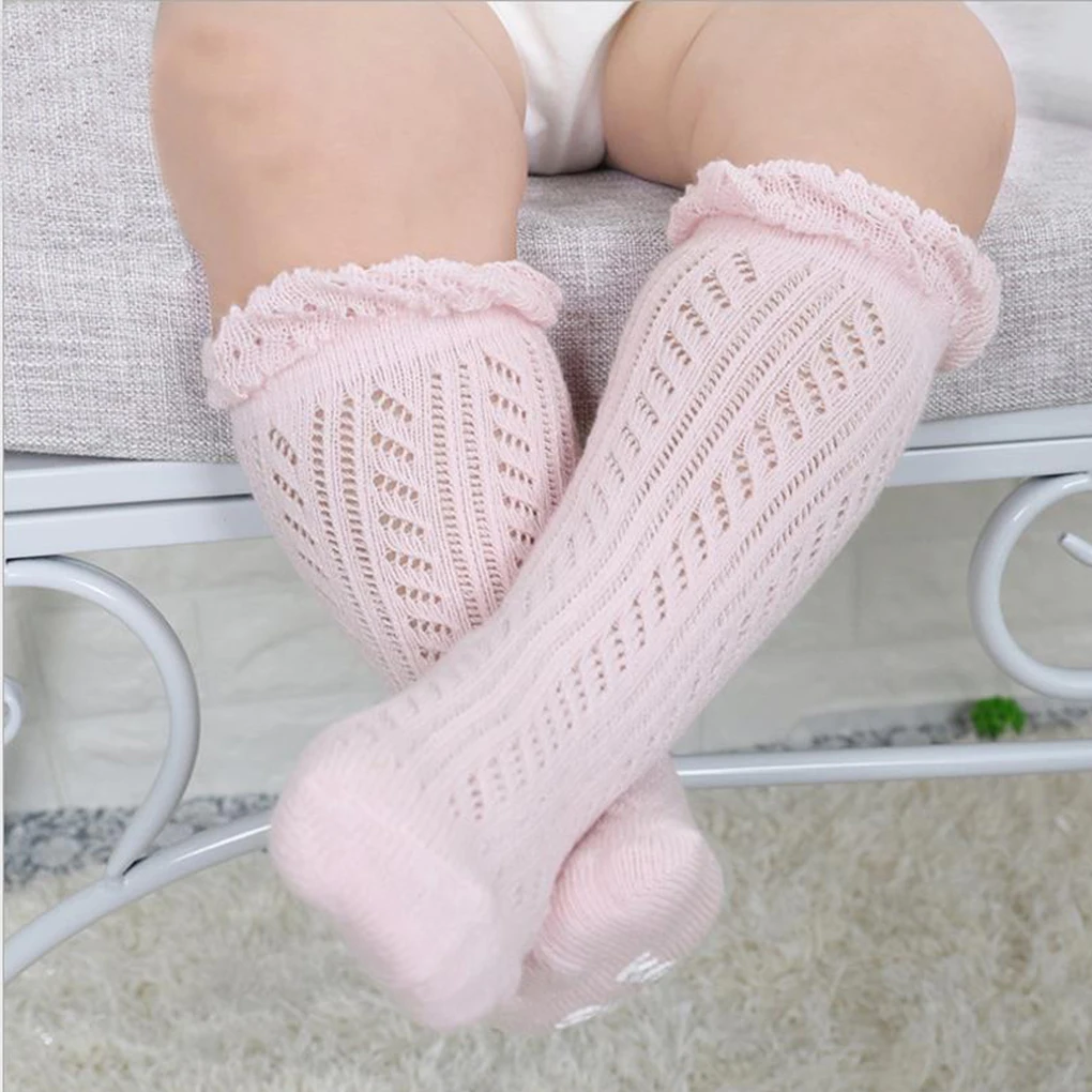 

0-2/2-4Y Mesh Kids Knee High Stockings Infant Baby Hollow Out Stockings Cotton Summer Thin Stockings