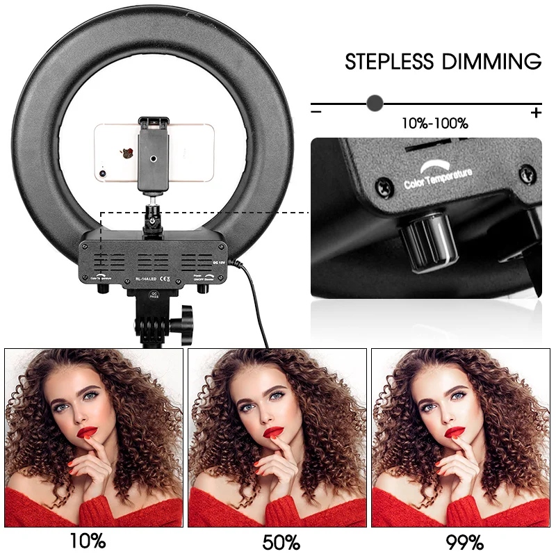 Travor кольцевой светильник 14 дюймов кольцевой светильник s 348 шт. светодиодный кольцевой светильник с регулируемой яркостью со штативом для макияжа фото-светильник на YouTube