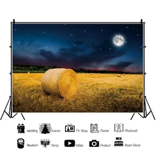 Yeele Rural Farmland Filed Night Sky Hay Bale Country Scenery Photography Backgrounds Photographic Backdrops For Photo Studio