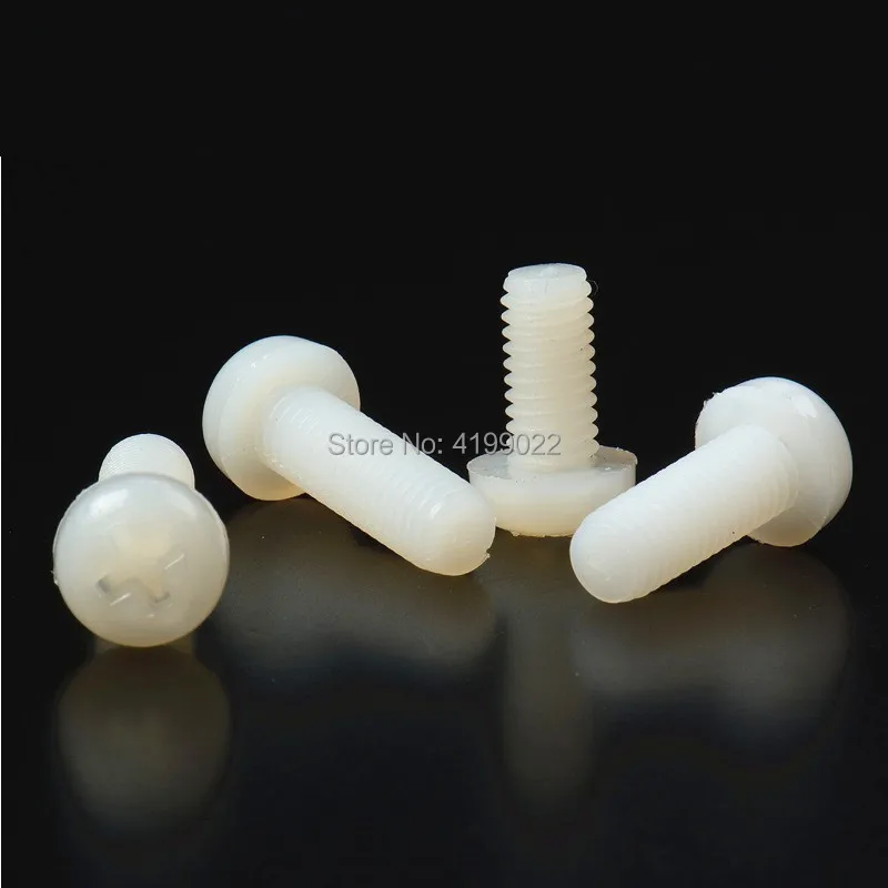 

50pcs M2/M2.5/M3/M4*4/5/6/8/10/12/15/18/20 DIN7985 GB818 White Nylon Cross Recessed Pan Head Screws Plastic Phillips Screw bolt