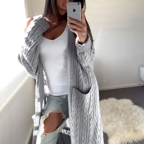 

2018 New Brand Women Ladies Winter long Sleeve Casual Loose Knitted Sweater Woman Jumper Warm Cardigan Coat HOT
