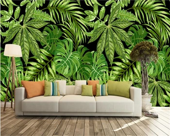 

beibehang Modern Cubic papel de parede Wall paper Southeast Asian style green palm tree leaf art mural 3d wallpaper background