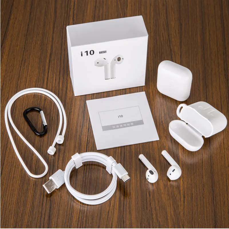 

i10 TWS Wireless Earphone Bluetooth 5.0 touch control Earbuds with charger case For all smartphone