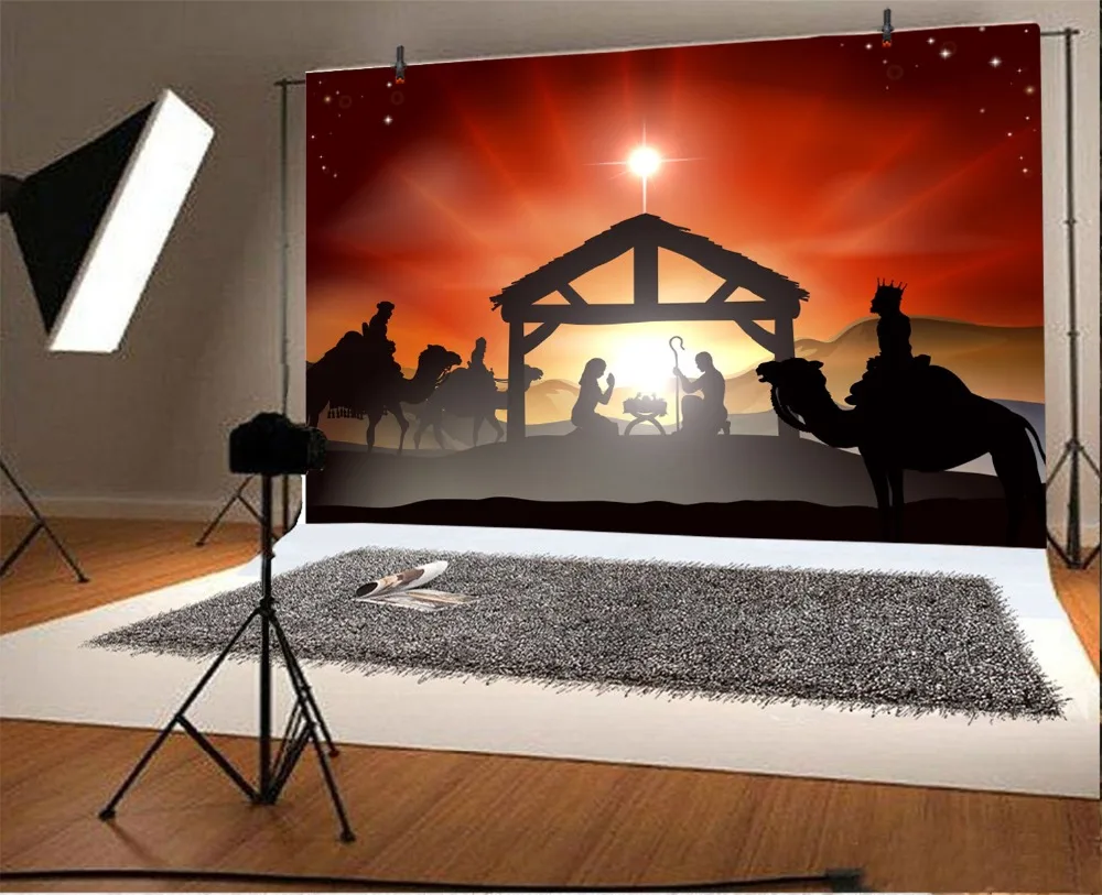 Laeacco Christian Jesus Birth Scene Photography Backgrounds Customized Photographic Backdrops For Photo Studio