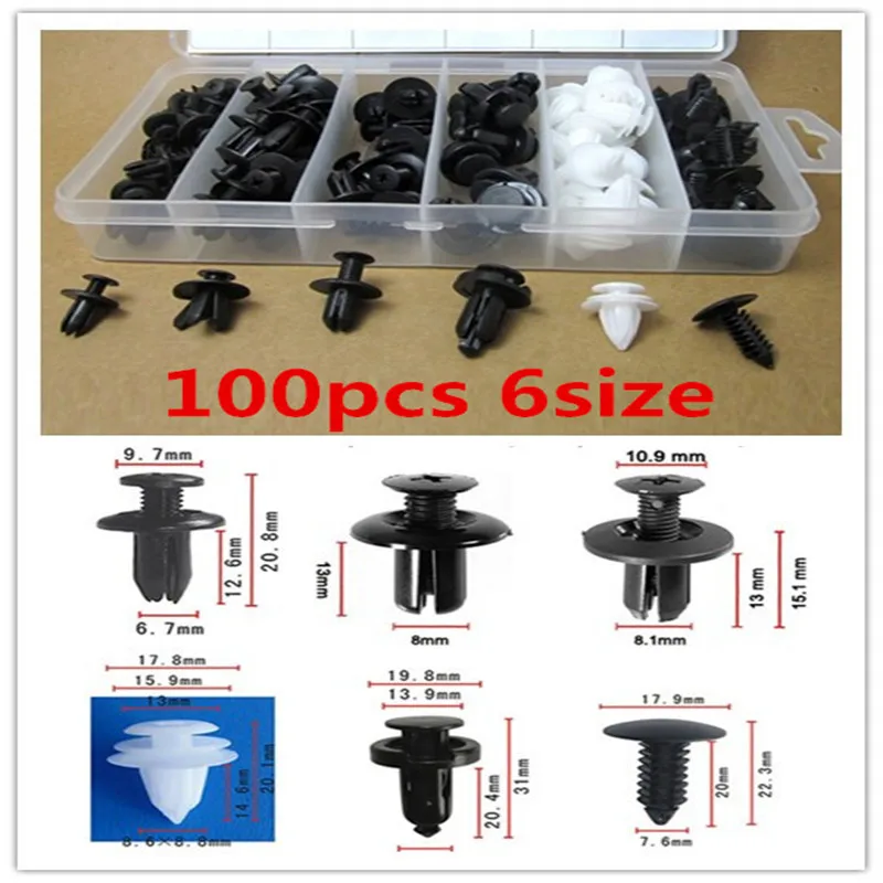 100PCS Door Panels Bumper Cover Fender Automotive Plastic Fasteners