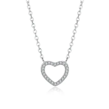 

S925 Sterling Silver Classic Simple Heart-Shaped Stone Necklace Pendants Wedding Jewelry Elegant Women Necklace Gifts For Her