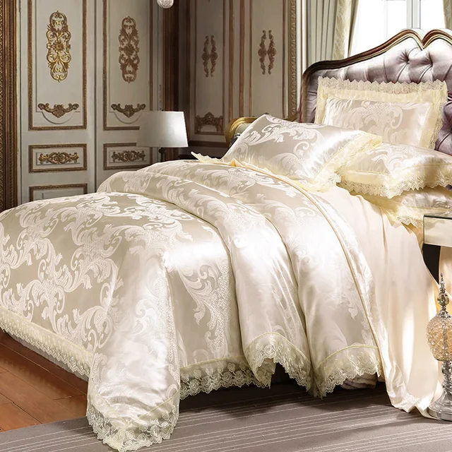 Best Offers Jacquard Bedding Set King Queen Size Luxury European Duvet Cover Sets 4PCS Wedding Bed Sets Duvet Cover Bedsheet Pillowcases Best Offers Jacquard Bedding Set King Queen Size Luxury European Duvet Cover Sets 4PCS Wedding Bed Sets Duvet Cover Bedsheet Pillowcases