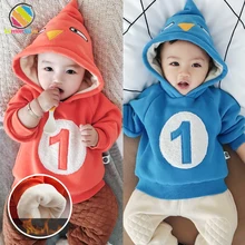 Lemonmiyu/толстовки с капюшоном для маленьких девочек и мальчиков; зимние теплые плотные детские толстовки с капюшоном; повседневные спортивные Стильные топы для маленьких детей