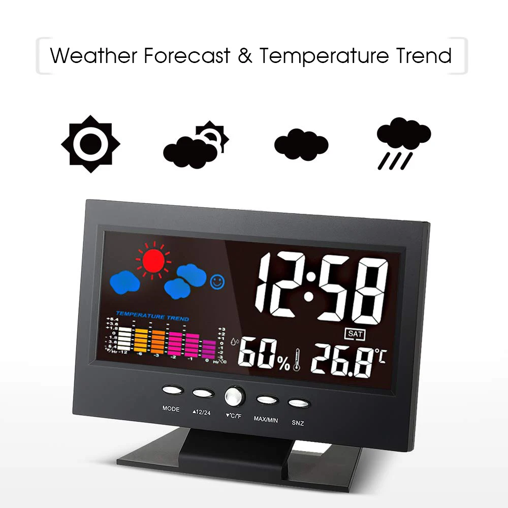 ЖК-дисплей цветной экран Метеостанция Автомобильный термометр инструменты внутренняя температура влажность календарь wiith UBS кабель будильник