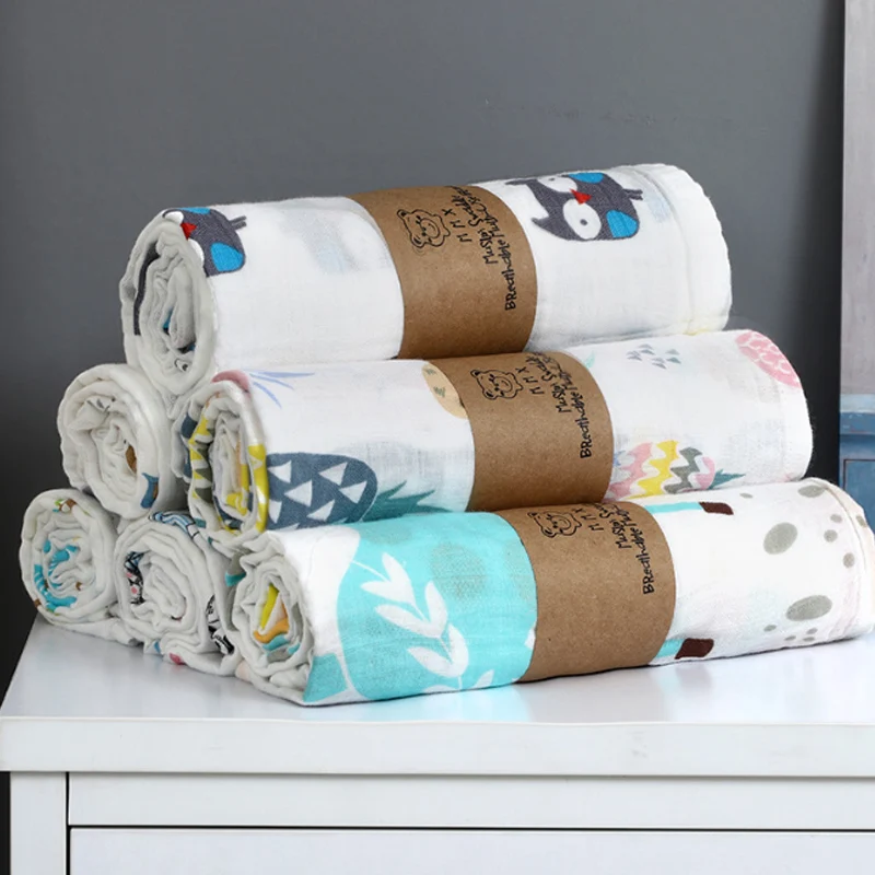 Langes de bébé 100% coton 1 pièce | Couvertures douces pour nouveaux nés, en gaze de bain, écharpe pour bébé, sac de nuit, housse de poussette, tapis de jeu