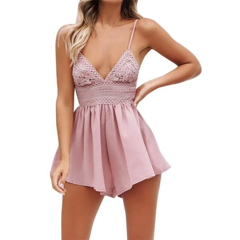 

Women Summer Bowknot Backless soft and comfortable Mini Jumpsuit Evening Party Beach Jumpsuit L50/0203