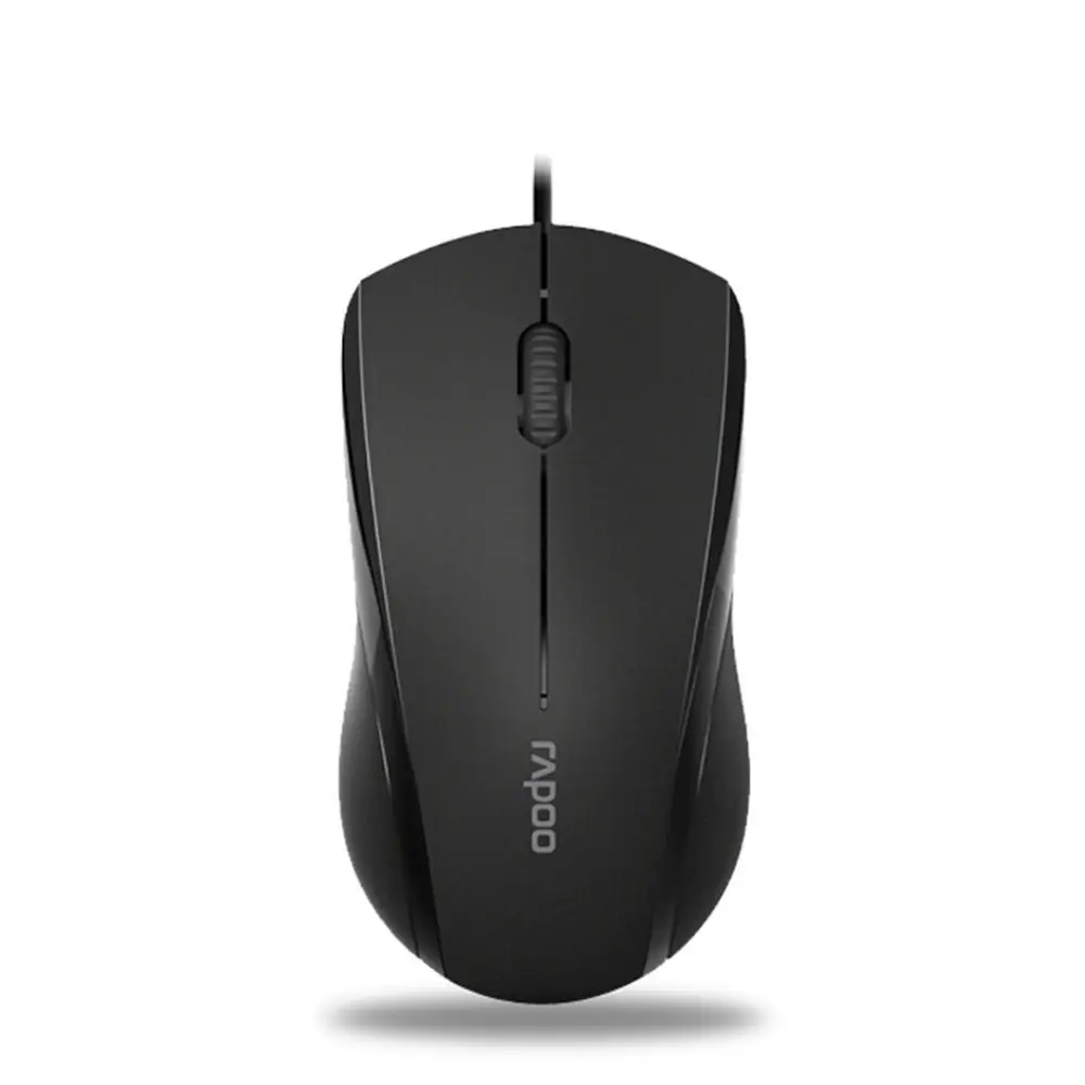 Высококачественная Проводная Бесшумная мышь Rapoo 1000 dpi, оптическая USB игровая мышь для ноутбука Macbook - Цвет: Черный