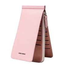 Caliente venta de cuero genuino mujeres de la carpeta nueva de la llegada a estrenar colorido largo titular de la tarjeta monedero cremallera embrague de bolsillo de diseño de moda