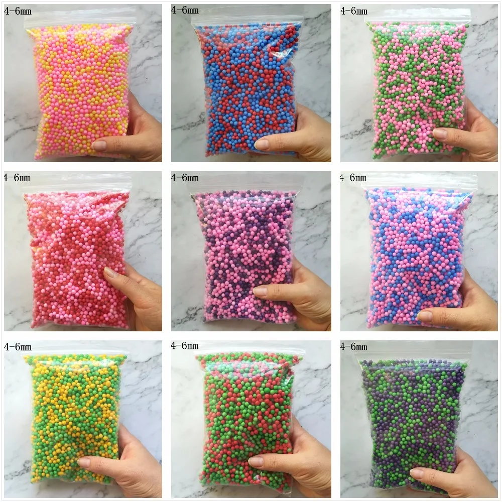 

15g 4-6mm DIY Slime Beads Filler Mini colorful Foam Balls