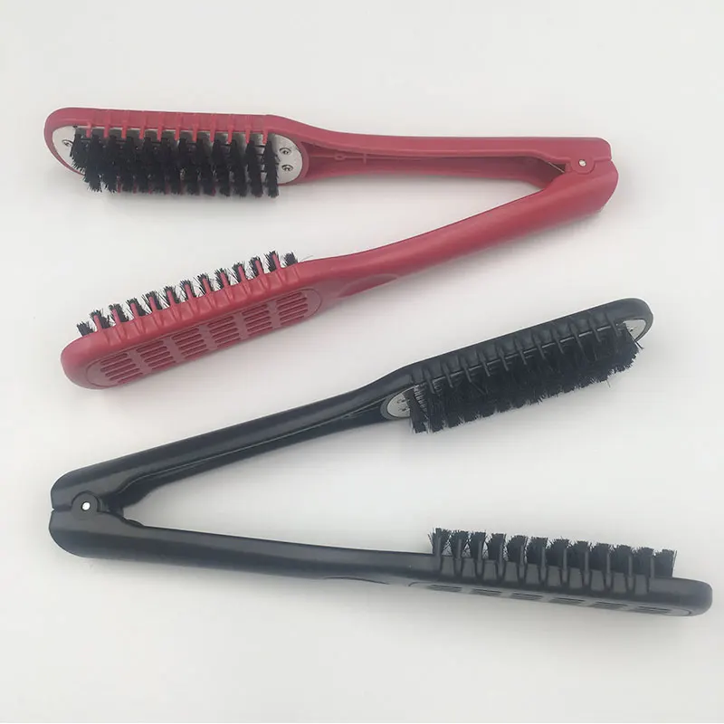 Hair Hairdressing Double Sided Brush Plywood Clamp Natural Ceramic
