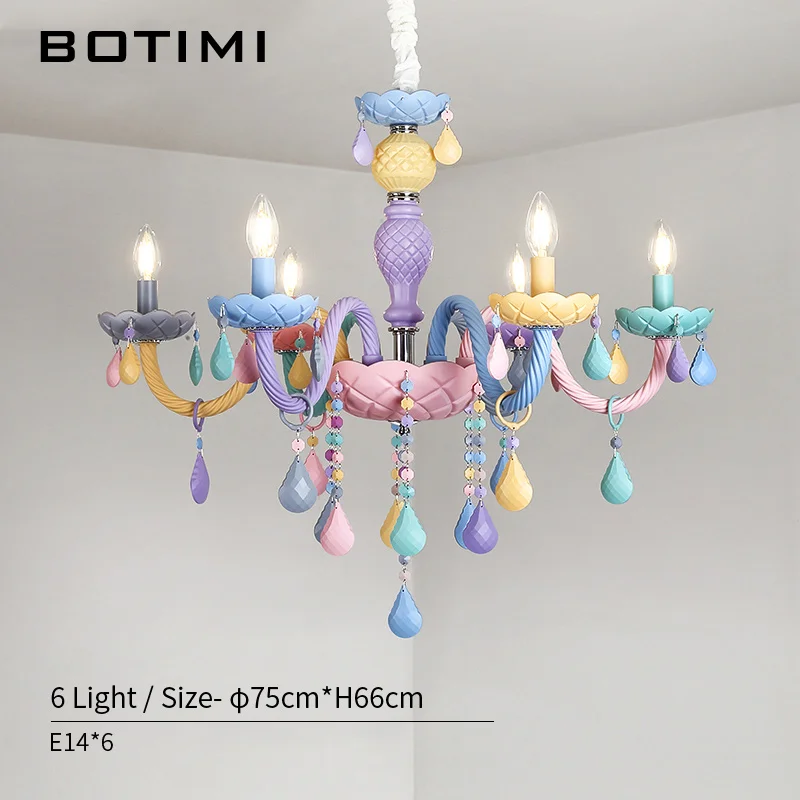 6 Light BOTIMI, новое поступление, люстра для гостиной, современный хрустальный блеск, люстры для спальни, красочная люстра, освещение, фойе, Lihgts - Цвет абажура: 6 Light