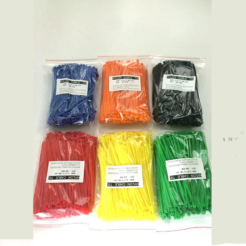 

500Pcs/Pack 4*150mm Tie Loop For Wires Tidy And Sort Colours Self-Locking Nylon Cable Plastic Ties Straps Zip