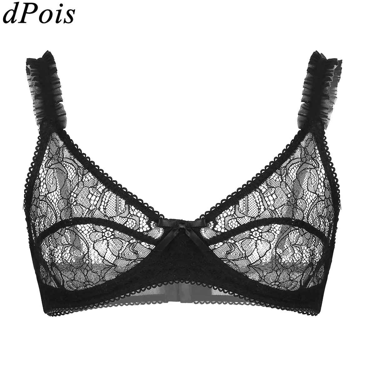 

2019 Mens Sissy Bikini Top Bralette Gay Bathing Suit Top Men Soft See Through Lace Lingerie Wire free No Padded Bra Tops