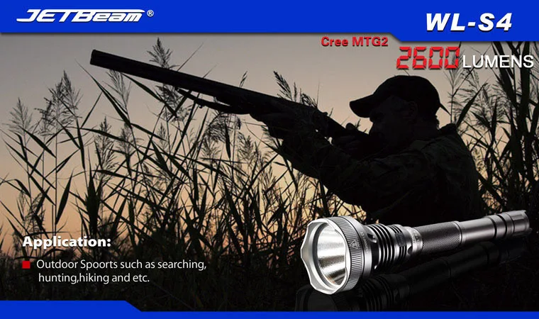 JETBEAM WL-S4 Cree MTG2 светодиодный фонарик 2600 люмен фонарик на каждый день совместим с батареей 18650 16340