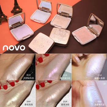 

Novo face makeup bronzer highlighter powder 6 colors brighten Champagne pigment waterpoof polar metallic highlighter BN118