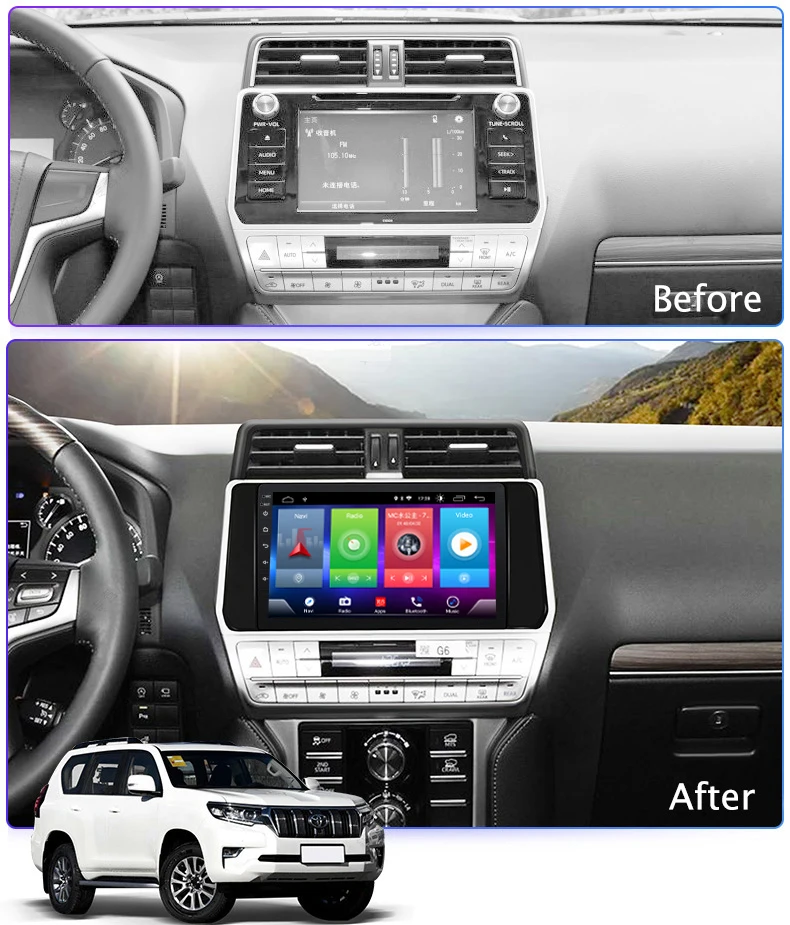 Perfect Car Android 8.1 Multimedia Player for TOYOTA PRADO 2018 2019 GPS Navigation Device USB bluetooth steering wheel control support 2