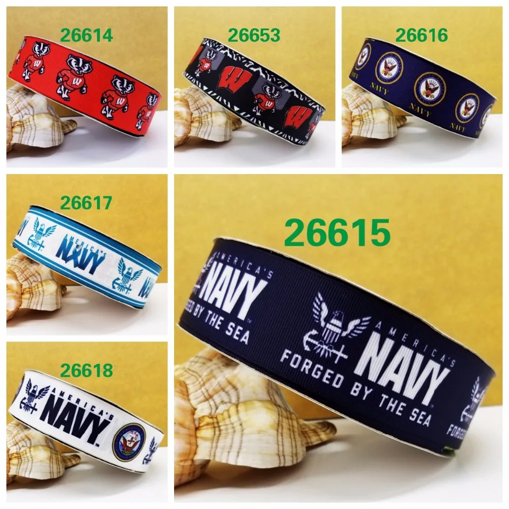 

Free shipping 50 yard per size sport ribbon printed grosgrain ribbon 26653