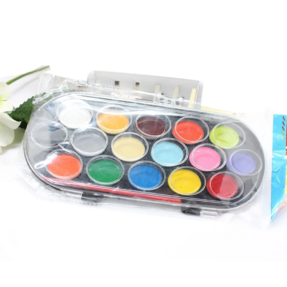 Art DIY Portable 16 Colors Paintbrush Paint Box Water Color Paint Brush Professional Solid Tool Toy Sketch Handwork Gift Kids