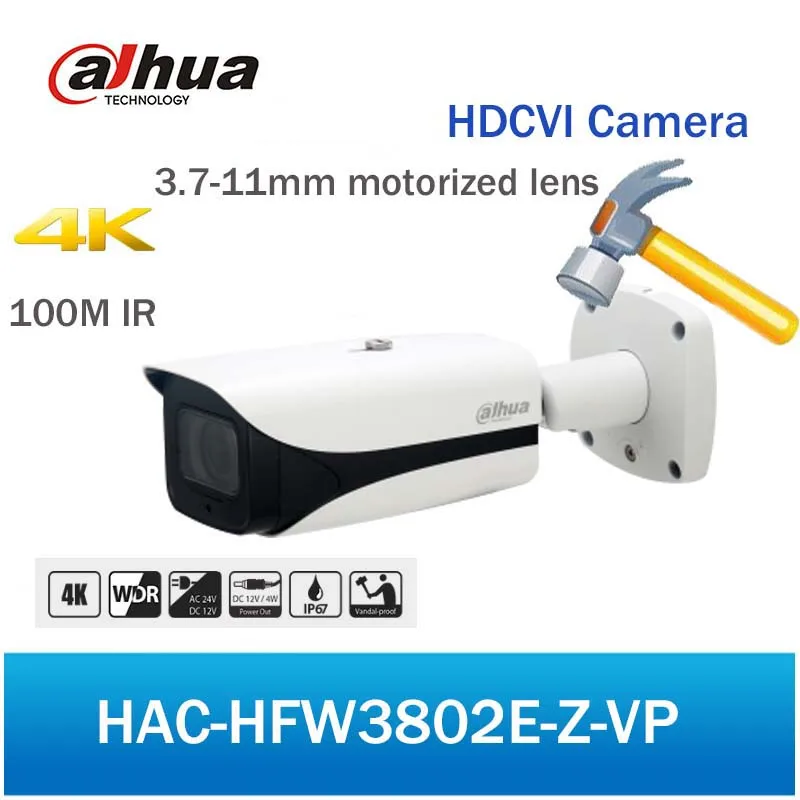 

DH 8MP HDCVI WDR IR Bullet Camera HAC-HFW3802E-Z-VP 100M IR Long Range 4K Motorized lens Security CCTV HDCVI Camera