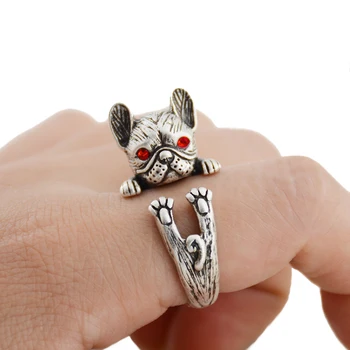 

Retro Punk Women Rings French Bulldog Dog Anel Boho Brass Knuckle Anillos Couple Ring Men Gift For Pet Lovers Jewelry Adjustable
