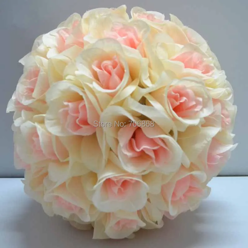Золотой Цвет искусственный шелк целование шар из цветков розы 30 см наружный диаметр Свадебный церковный вечерние украшения