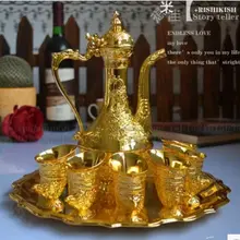 8 шт./компл. золотой красный металлический винный набор пивоварения оборудование 1flagon6cups дистилляционная машина графин для виски для украшения дома JJ010a