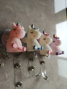 

Unicorn Cartoon Retractable Badge Reel High quality silicone Student Nurse Exihibiton ID Name Card Badge Holder Office Suppl