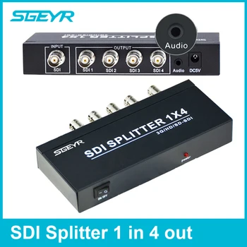 

4 port SDI Splitter 1x4 with 3.5mm Audio Extractor SGEYR Splitter 3G SD-SDI 1 input to 4 output SDI Distribution for Camcorder