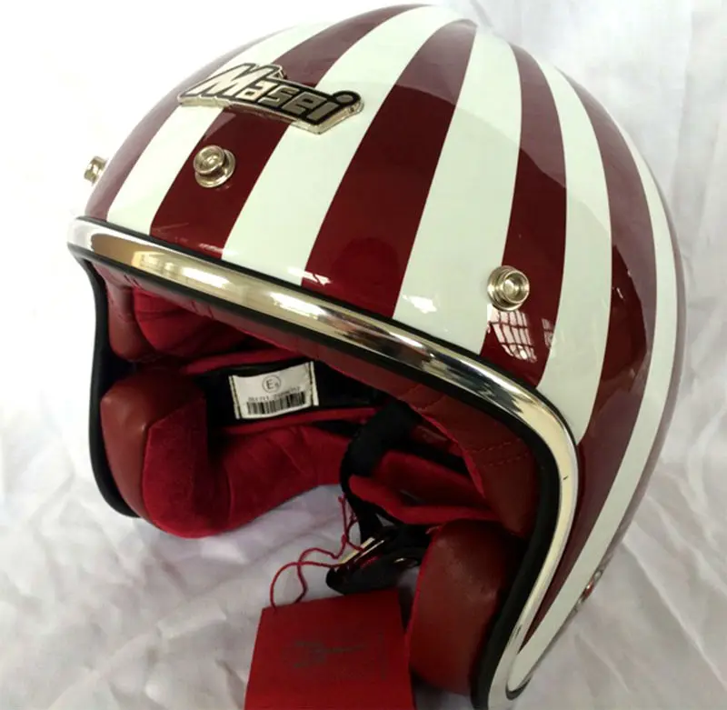 

motocross helmets MASEI ruby vintage helmet half helmet open face helmet ABS casque motocross 501 Red