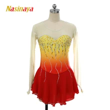 Платье для фигурного катания Nasinaya, индивидуальные юбки для конькобежцев для девочек, женщин, детей, Patinaje, гимнастика, представление 246