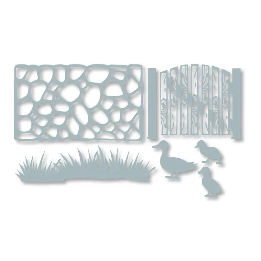  Fence Stone Wall Duck Metal Cutting Dies Scrapbooking Album Photo Embossing Crafts Paper Cards Enve - 32987360506