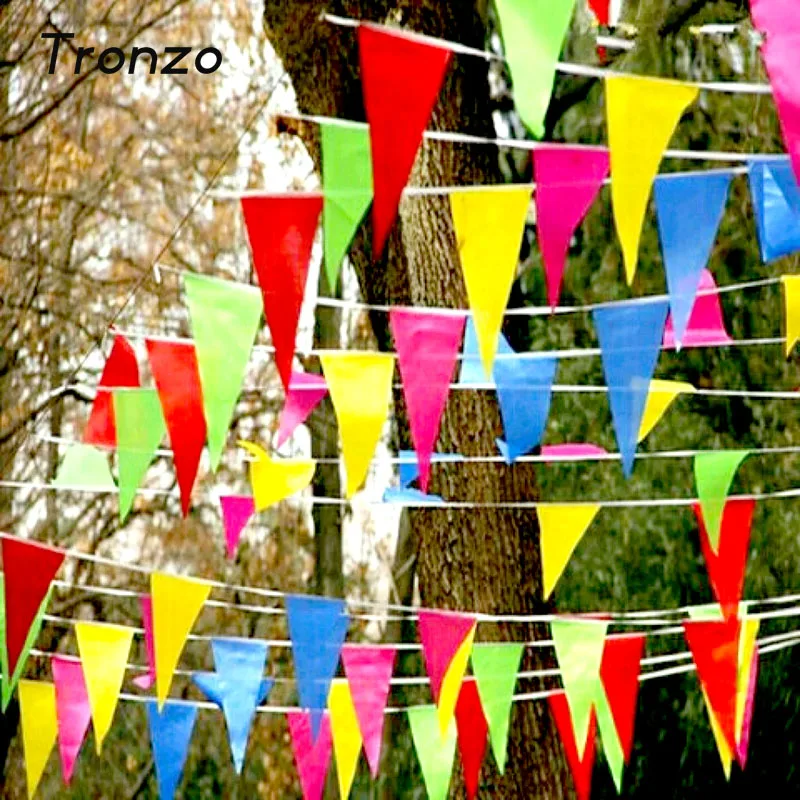Tronzo красочные треугольные гирлянды баннер 80 м Висячие флаги для Свадебные украшения вечерние гирлянды