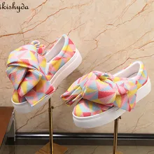 Летняя Рабочая камуфляжная обувь из сетчатой ткани на плоской подошве; Модные женские кроссовки; эспадрильи для танцев; однотонная эластичная лента; модная обувь в стиле ретро; La9