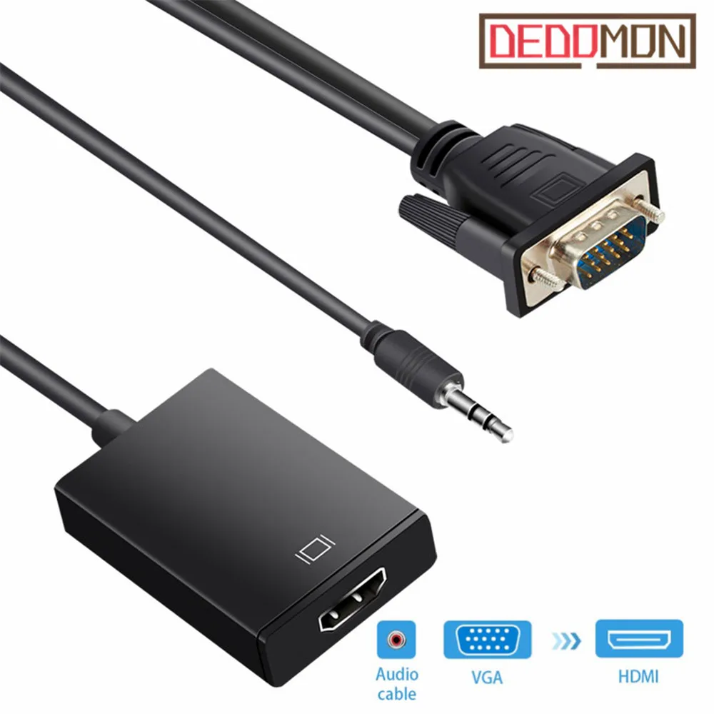 جديد VGA الذكور إلى HDMI أنثى محول كابل محول مع الصوت الناتج 1080 P VGA محول HDMI لأجهزة الكمبيوتر المحمول إلى HDTV العارض r10 جديد VGA الذكور إلى HDMI أنثى محول كابل محول مع الصوت الناتج 1080 P VGA محول HDMI لأجهزة الكمبيوتر المحمول إلى HDTV العارض r10