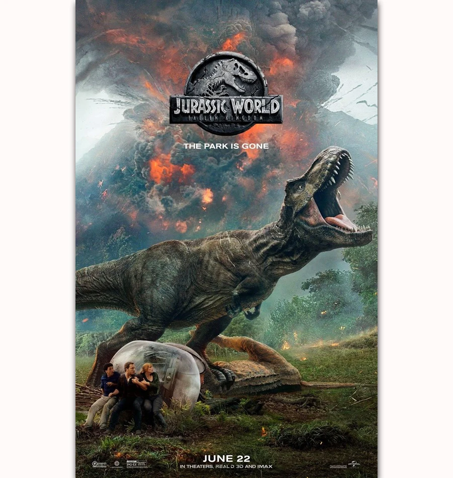 Jurassic World Fallen Kingdom Hot Movie Art Canvas Poster 12x18 24x36 inch