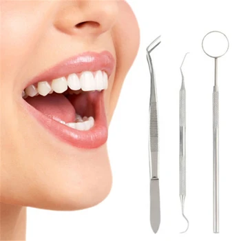 

3Pcs Dental Tools Odontoscope Tweezers Mirror Oral Hygiene Explorer Probe Dentist Lab Equipment Teeth Whitening Kit Mouth Guard