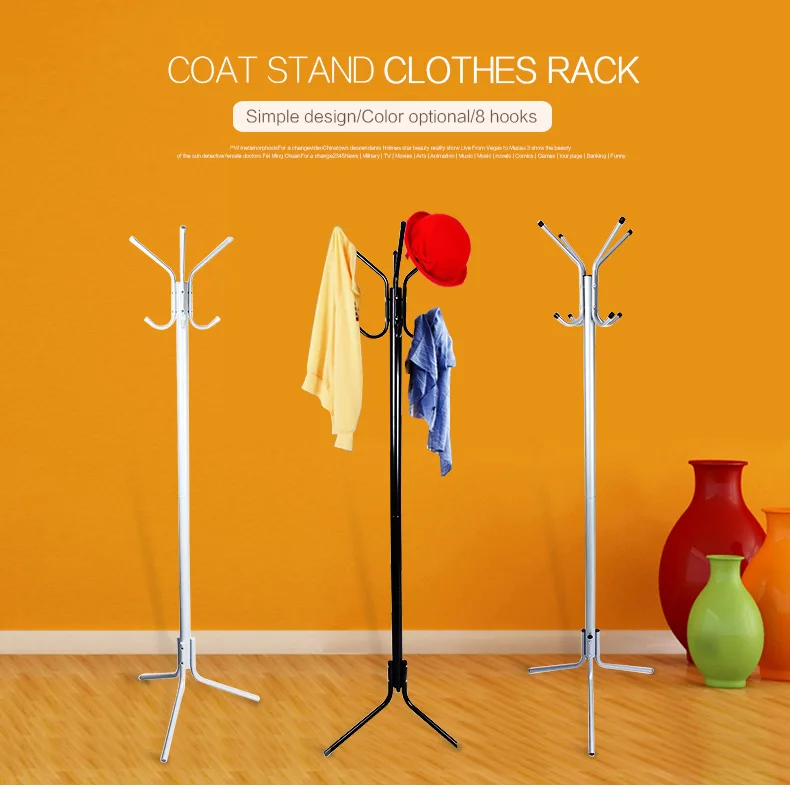 8 Hook Rotating Hanger Coat Hat Bag Clothes Rack Umbrella Garment