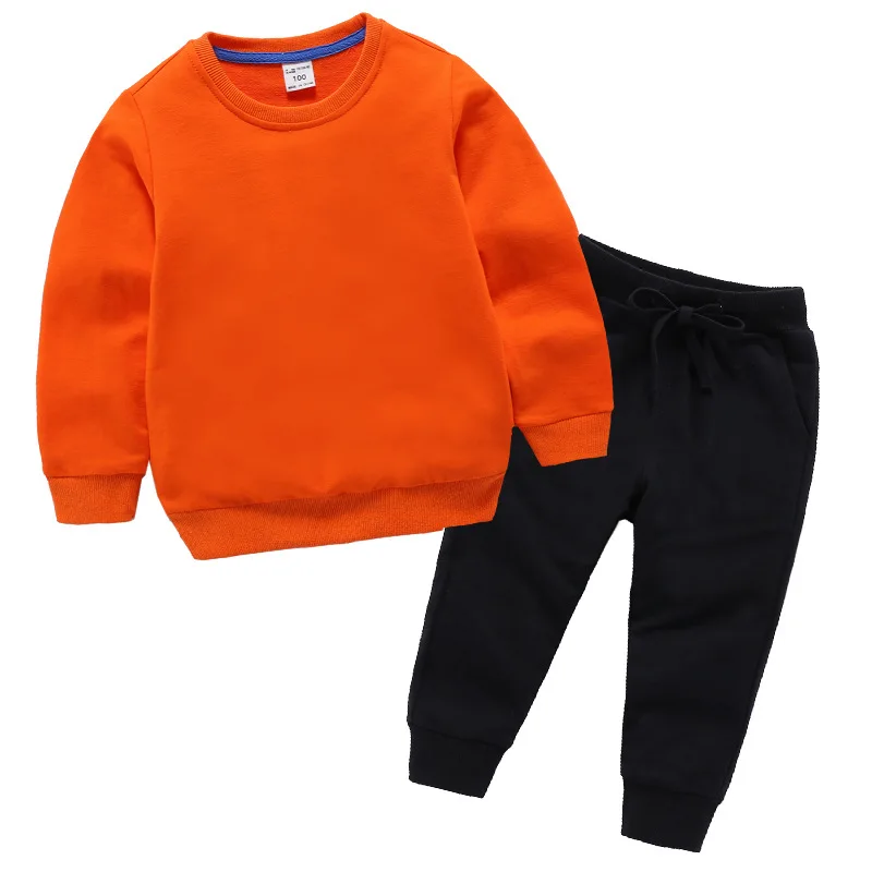 Детская одежда Одежда на четыре сезона спортивный комплект из двух предметов для малышей, Детский свитер с длинными рукавами+ штаны для детей 1-8 лет - Цвет: Оранжевый