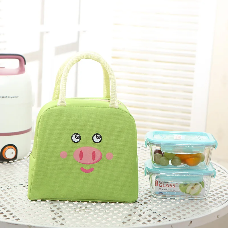 Маленькая переносная сумка для обеда с поросенком, термоизолированная сумка-холодильник, сумка-холодильник, Bento Pouch, контейнер для обеда, школьные сумки для хранения еды - Цвет: Green
