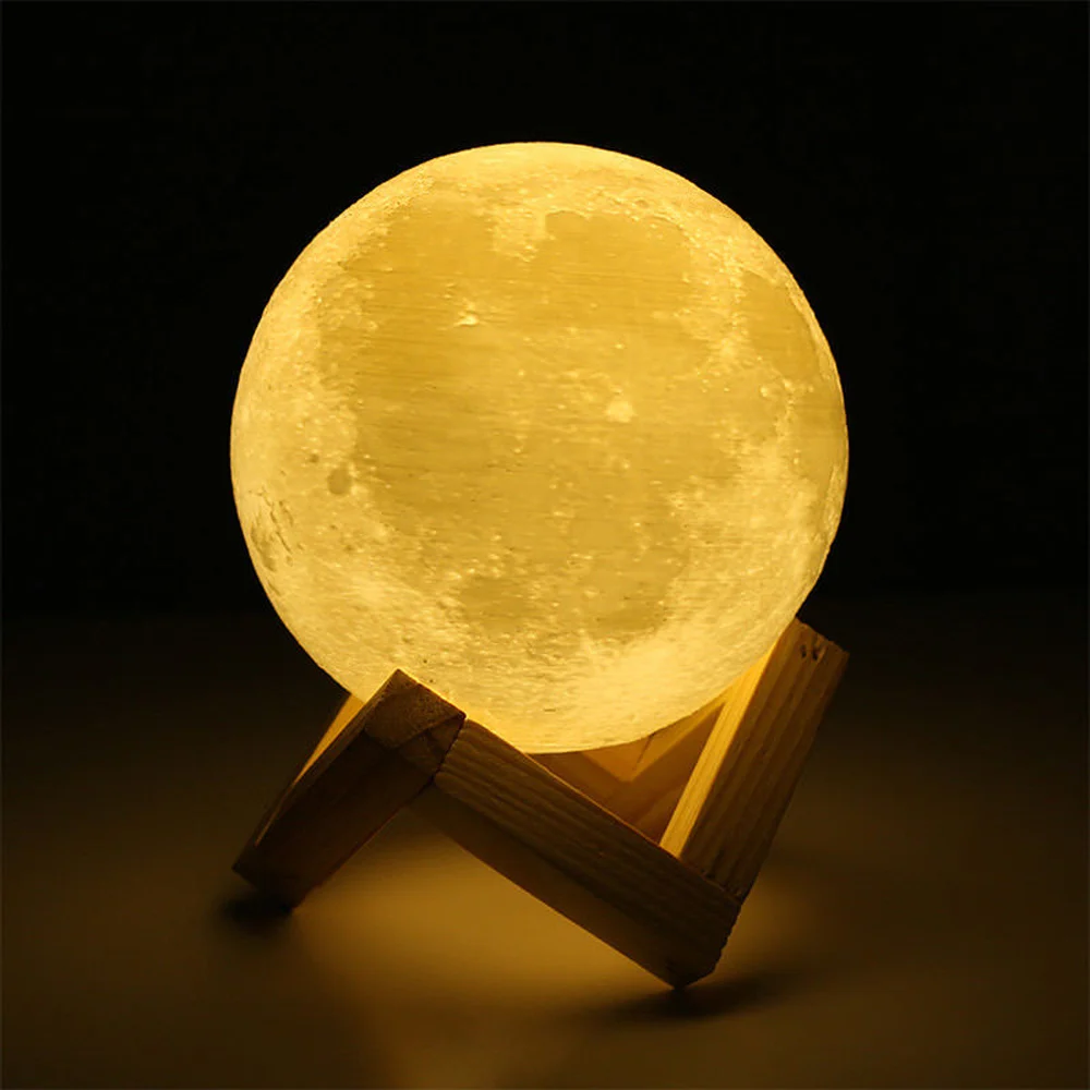 Удобный Перезаряжаемые 3D печать Луны лампы 2 Цвет изменить сенсорный переключатель Спальня книжный шкаф ночник домашнего декора