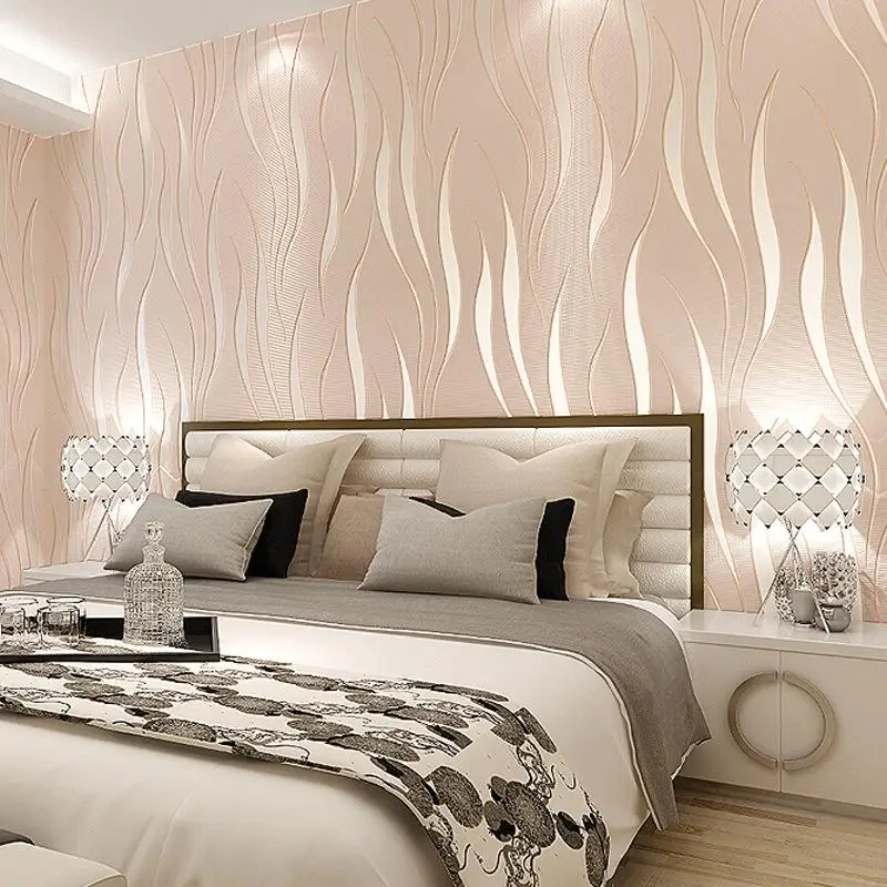 Attractive Wallpapers Stripes Non woven Flocked Wallcovering Fashion