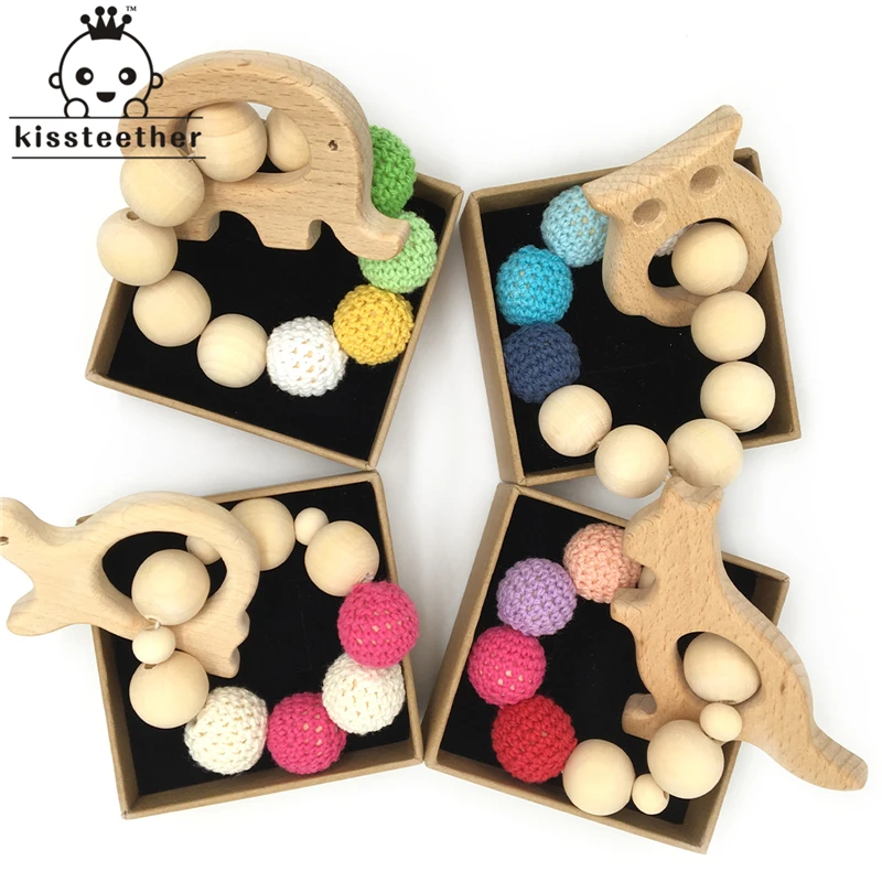 Crochet Bead Teething Ring Untreated Maple Teether With Organic Wood