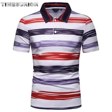 Мужская мода с отворотом мужская рубашка-поло Мужская дышащая белая полосатая рубашка поло с коротким рукавом хлопковая рабочая одежда поло